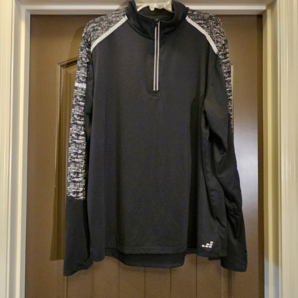 BCG Men's Black/Gray Reflective 1/4 Zip Shirt, BioViz, Long Sleeve - Sz. Large